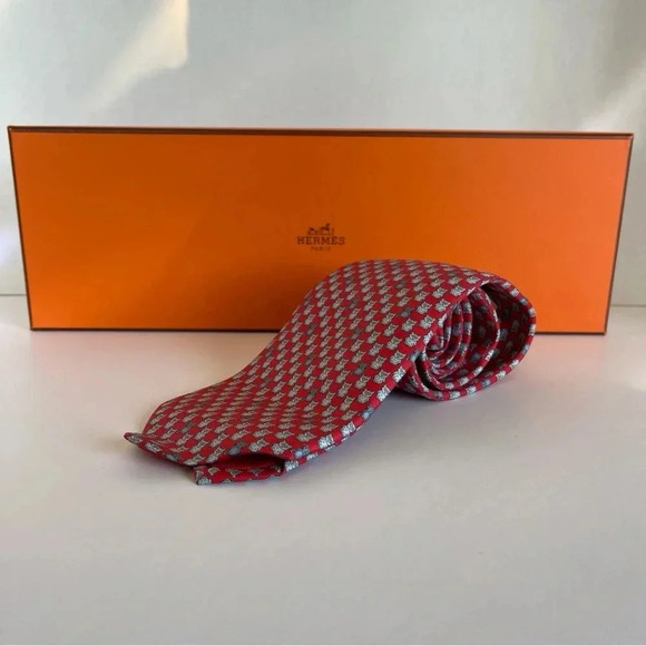 New Hermes Necktie, Handmade 7-Fold 100% Silk - Picture 5 of 11